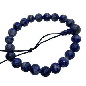 Gorgeous Blue Sodalite Gemstone 6mm Beaded 6.5" Stretch Bracelet